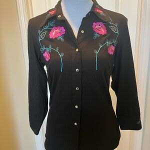Betsey Johnson vintage embroidered cowgirl shirt!